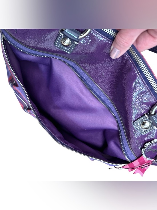 Coach Poppy Purple Tartan Plaid Tote - Picture 6 of 13